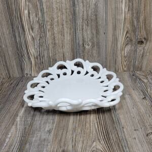 Vintage Fostoria Monroe Milk Glass Shallow Fruit Bowl